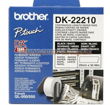Brother DK22210 Neskončne nalepke - papir bel 29mm x 30,48m