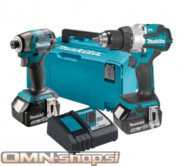 Makita DLX2527TJ Akumulatorski set 18V, BL, DDF489, DTD172, 2xBL1850B, DC18RC + Makpac 