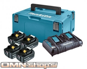 Makita LXT Li-Ion akumulatorski set v kovčku Makpac 3, 4 x BL1850B z dvojnim polnilnikom DC18RD 197626-8