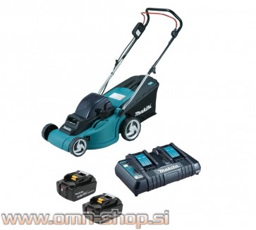 Makita DLM380PM2 akumulatorska kosilnica 18V+18V, 4,0Ah