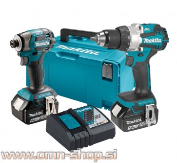 Makita DLX2527TJ Akumulatorski set 18V, BL, DDF489, DTD172, 2xBL1850B, DC18RC + Makpac 