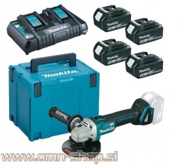 Makita LXT Li-Ion akumulatorski set v kovčku Makpac 4, 4 x BL1830B z dvojnim polnilnikom DC18RD in DGA504Z
