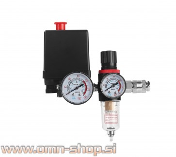 REGULATOR TLAKA + TL. SKLOPKA, 2 MANOMETRA 1x SPOJKA, 8bar 220V 5852